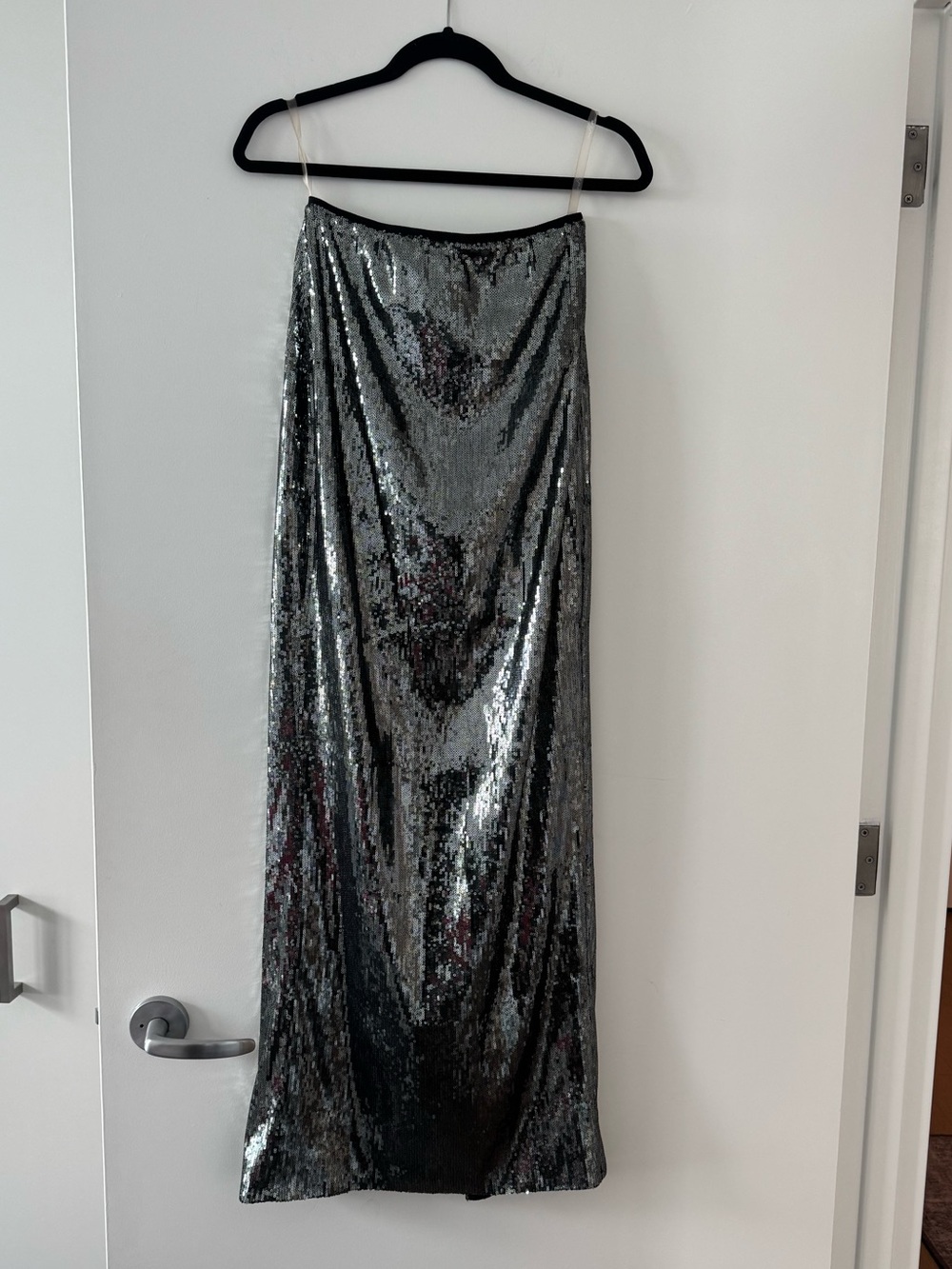Milla Midnight Walk Dramatic Fitted Sequined Gray Maxi Skirt